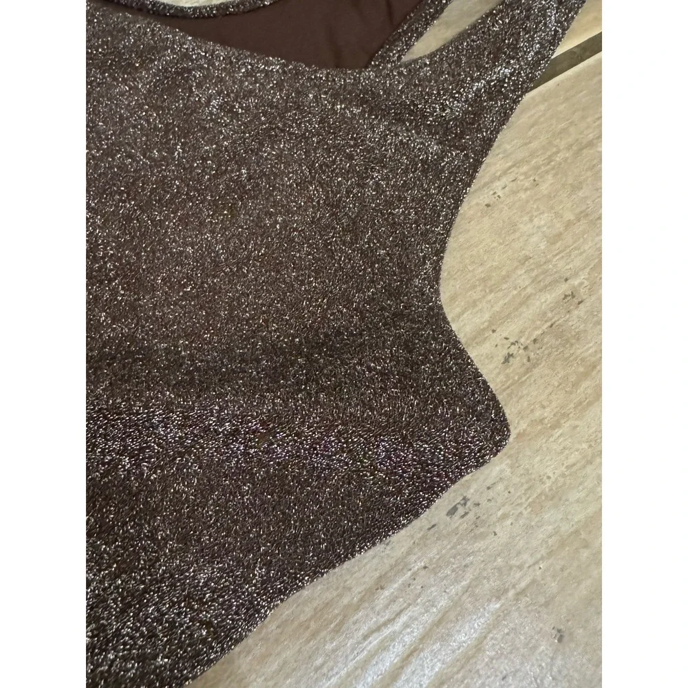 NWT Skims Womens Glitter Cut Out Monokini One Piece Swimsuit Cocoa Size 4X